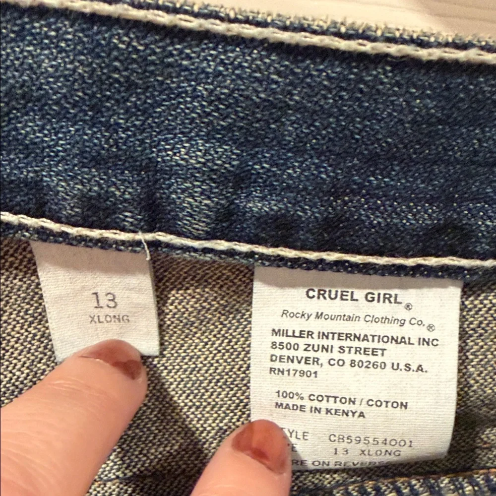 Cruel Girl Dark Wash Straight Leg Jeans 13 XLong - Picture 2 of 6